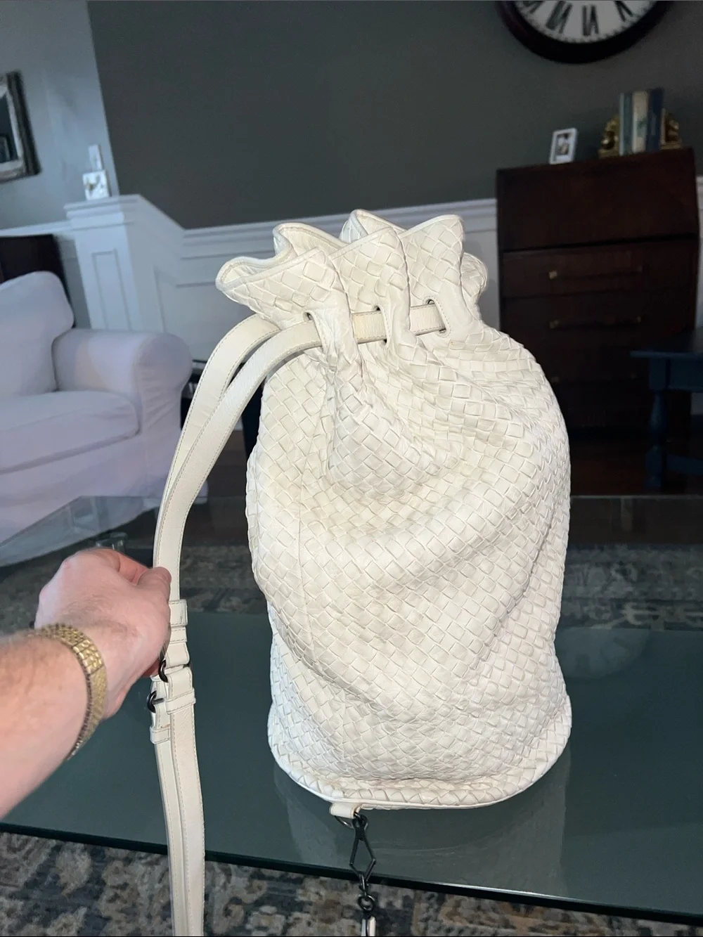 BOTTEGA VENETA AUTH drawstring leather Backpack